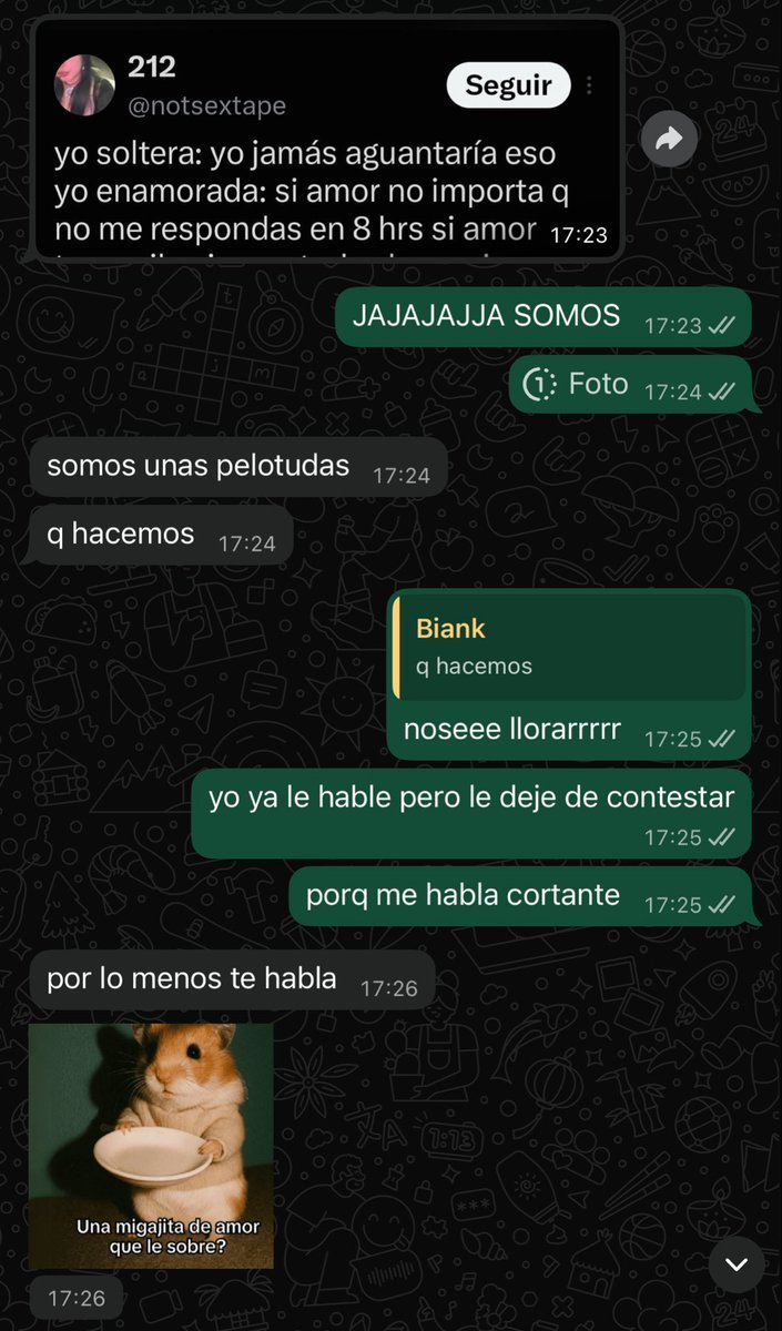 wacharara7's tweet photo. nadie: 
mi ex y yo un lunes cualquiera: https://t.co/Uq46A13SoO