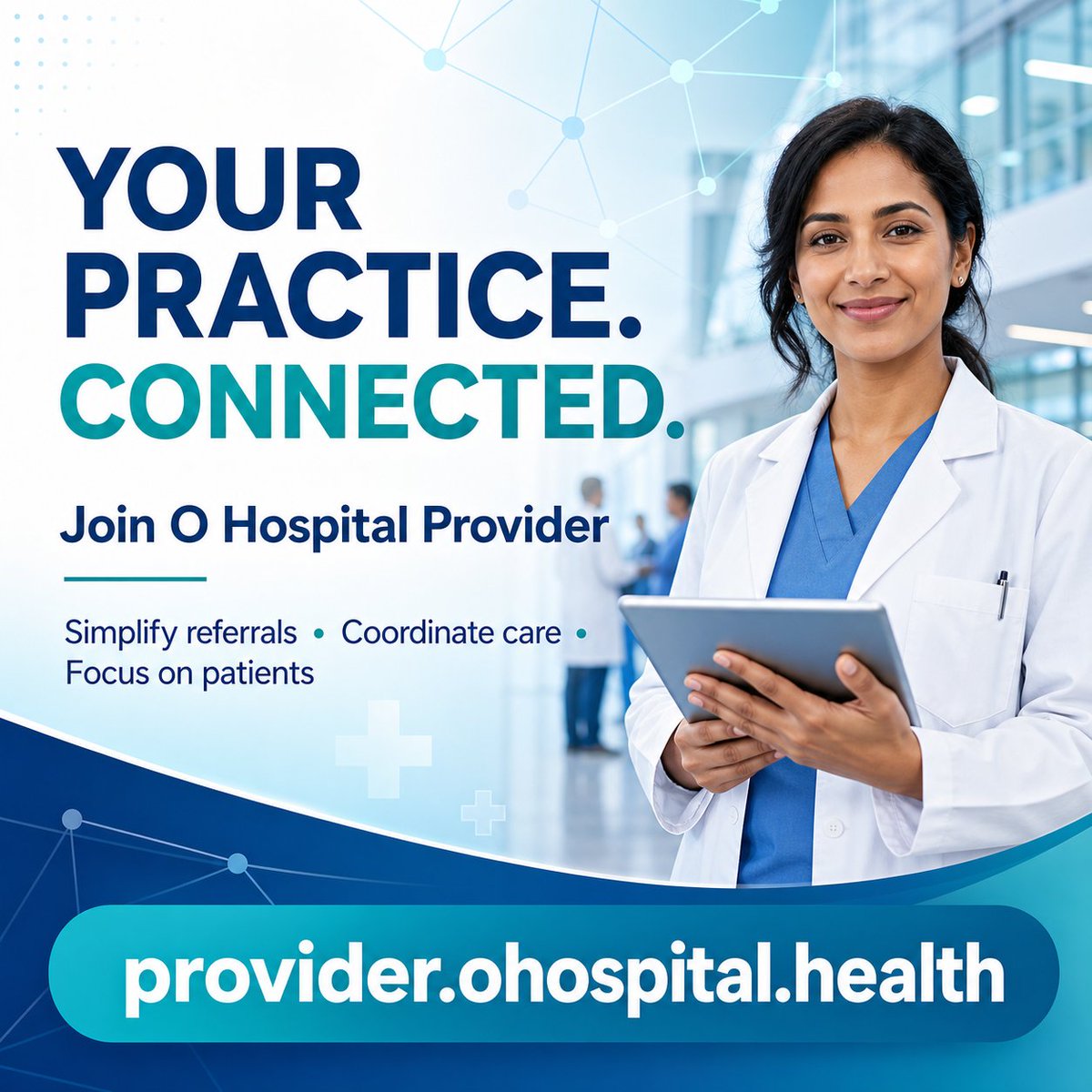 Ohospital3's tweet photo. Smarter care starts here.
Connect. Coordinate. Care better.
Join Ohospital Provider today. https://t.co/Q7cBARev4I https://t.co/kIIUEf2AJs
