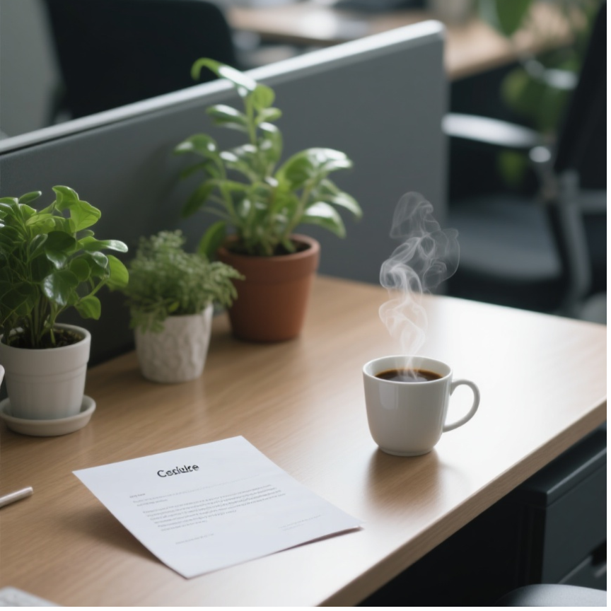 Kimcollum73's tweet photo. Got the "in 5 mins to go" vibe at work  Coffee's cold, emails can wait, this desk plant's my current meeting. https://t.co/rUzz1sMiC9