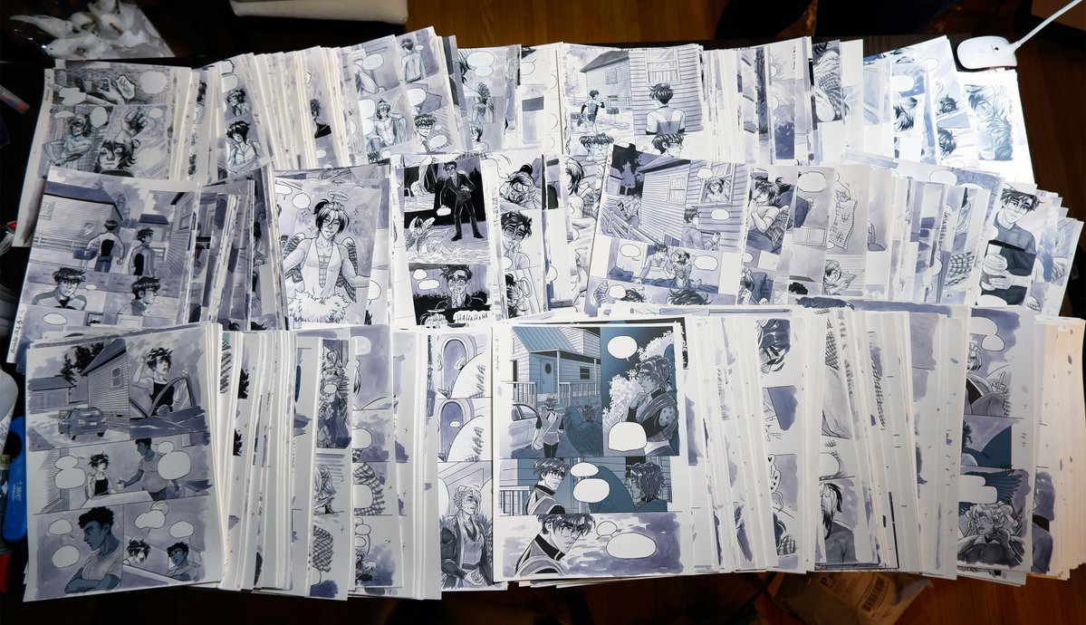 llllucid's tweet photo. Avialae is (mostly) traditional with inkwash! By the end we had switched to doing the lines digital, but every page was printed and finished traditionally. https://t.co/FIXMWaLi8X