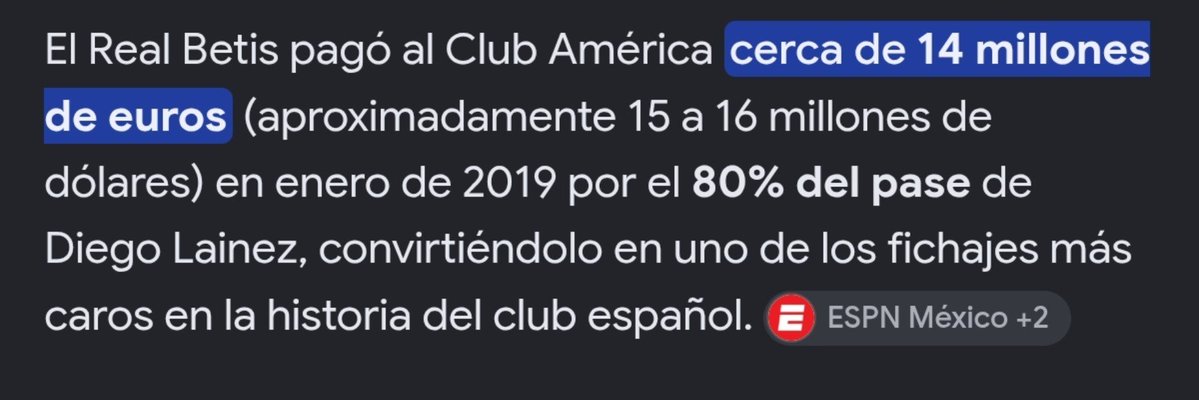 1916Aguila's tweet photo. Un dato...

Guadalajara va a vender el 70% de la hormiga por 9MDD al Olimpiakos.

América vendió el 80% de Lainez en entre 15 y 16 MDD en 2019.

Así de cabron, parecía el futuro de Diego.
Luego, pues no cuajó. https://t.co/wNpB0lXRe8