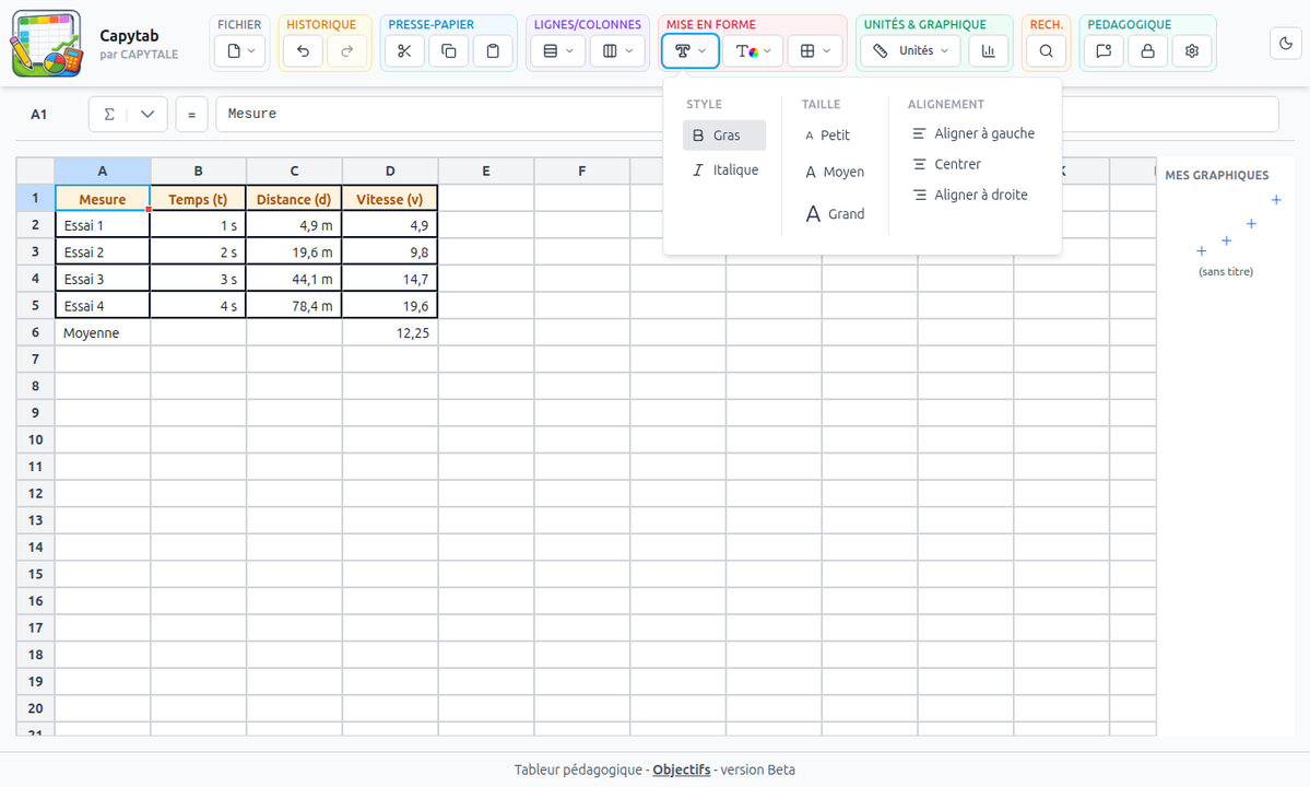 CapytaleFr's tweet photo. 🚀 Nouveau dans #Capytale : Capytab ! 📊
Un tableur 100% web conçu pour les élèves, complet et sans superflu.
✅ Formules et visualisation des dépendances
✅ Graphiques
✅ Gestion des unités physiques
✅ Compatible Excel/LibreOffice (.xlsx, .ods, .csv)

https://t.co/XcgSy1OijZ https://t.co/qqoSvy3ty6