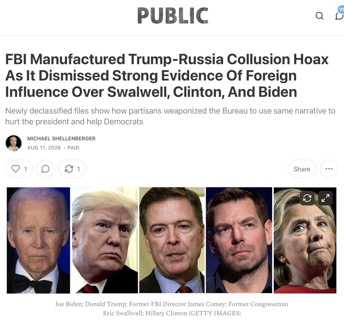 shellenberger's tweet photo. Newly declassified files reveal that the FBI dropped its investigation into Rep. Eric Swalwell's romantic relationship with an alleged Chinese spy — even though it had concluded she was an “illegal source of campaign contributions” — as it ramped up its investigation of Trump. https://t.co/By2coBVPyq