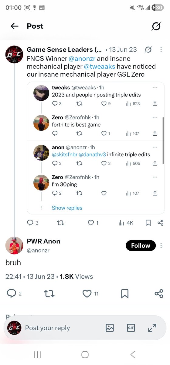 Team_GSL's tweet photo. @Zerofnhk ZeroFNHK's elite talent has caught the attention of top Fortnite pros worldwide, including PWR Anon and TweaksFN, with zAndy even calling him the GOAT. 🐐

Recognition from the best only reinforces GSL's place at the top of Hong Kong and Southeast Asia. 🇭🇰🌏🔥

#GSLup https://t.co/EoRrYKrrjs
