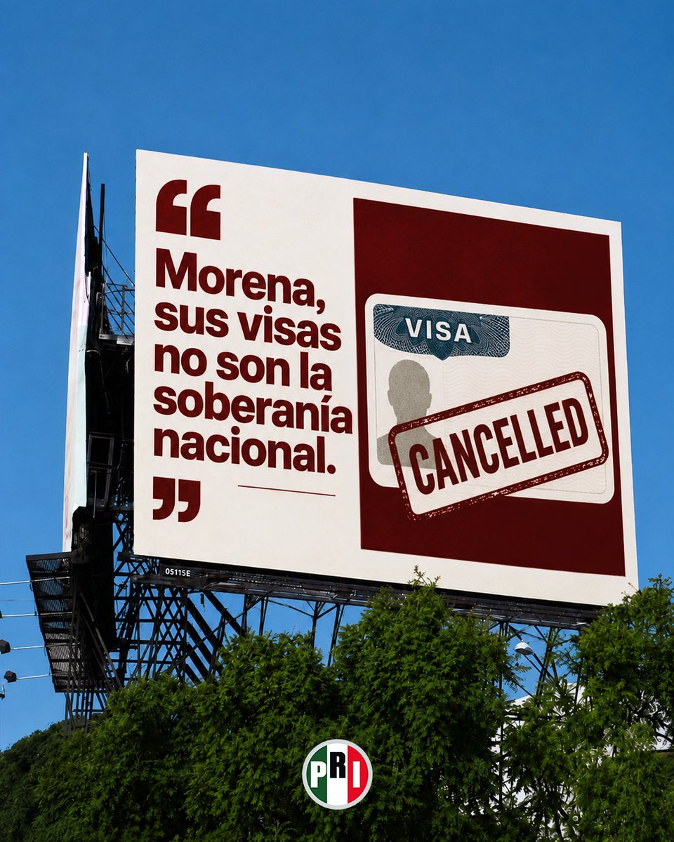 PRI_Nacional's tweet photo. Morena puede intentar convertirlo en un discurso de “soberanía”, pero hay algo muy simple: una visa es un privilegio otorgado por otro país, no un asunto de soberanía nacional.

Que expliquen mejor por qué se las están cancelando. https://t.co/KXKXuEHQIL