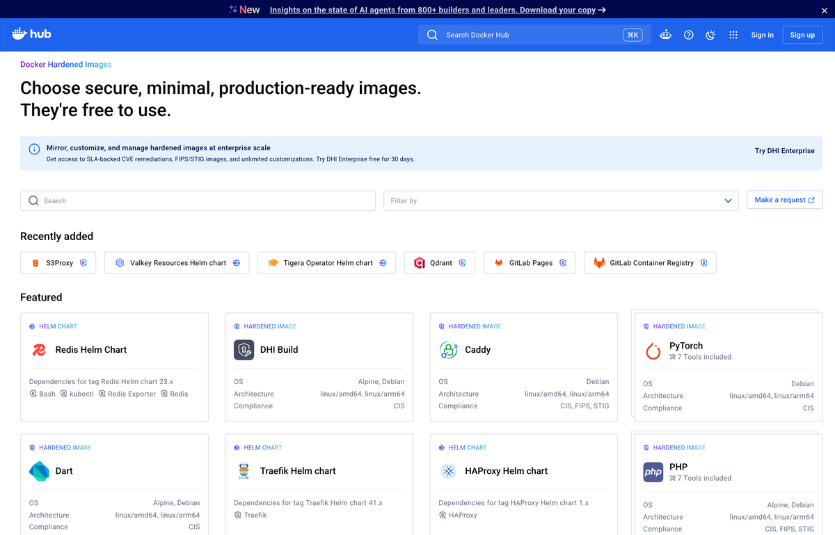 Docker's tweet photo. With the latest update, Docker Hardened Images (DHI) now offers 65,000+ hardened system packages across Alpine and now Debian too. 

Each package is built from source by Docker, so a single patch at the source flows into every image built on it.

https://t.co/3DfNQy2jc8 https://t.co/JNOnfFRSY2