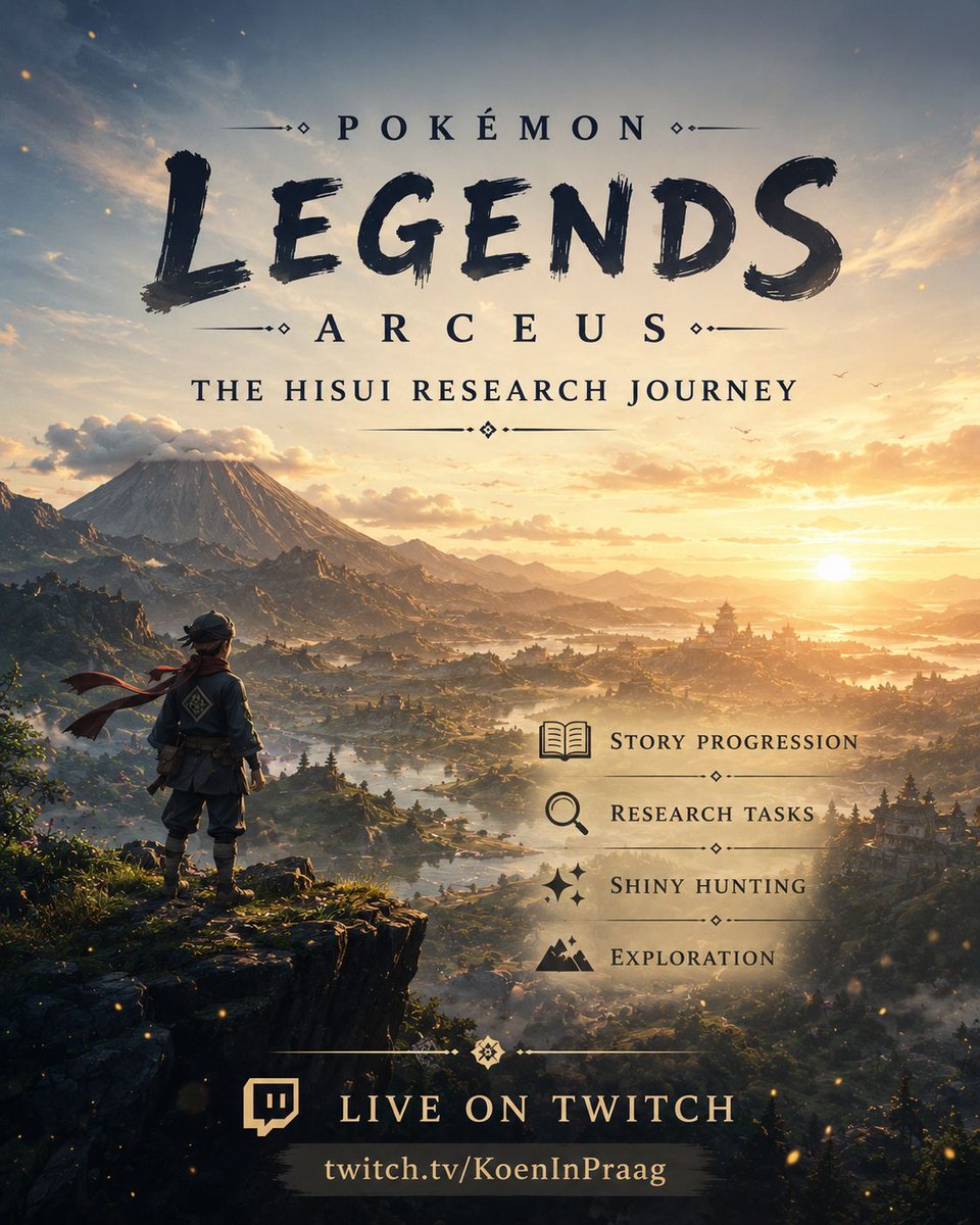 KoenInPraag's tweet photo. 🌄 The Perfect Hisui Project continues!

I'm working towards the ultimate Pokémon Legends: Arceus save file by completing every Pokédex research task to perfection.

🔴 Live tonight
🕘 20:30–22:30 CET
🕗 19:30–21:30 UK

🎮 https://t.co/TAgTN6YoKh

#PokemonLegendsArceus #Pokemon https://t.co/ZUTKt9xzpw