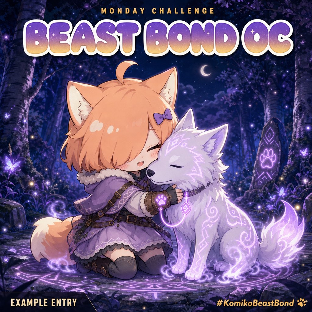 KomikoAI's tweet photo. New Monday Challenge: BEAST BOND OC 🦊

Create your OC bonded with a spirit-beast partner on KomikoAI. Fur, fangs, wings, or markings that mark the pact.

6 winners share 4,250 Zaps, plus pts on every valid entry.

Tag #KomikoBeastBond or tap Join Event to enter.

#KomikoBeastBond #BeastBondOC #OCChallenge #KomikoAI #AnimeOC