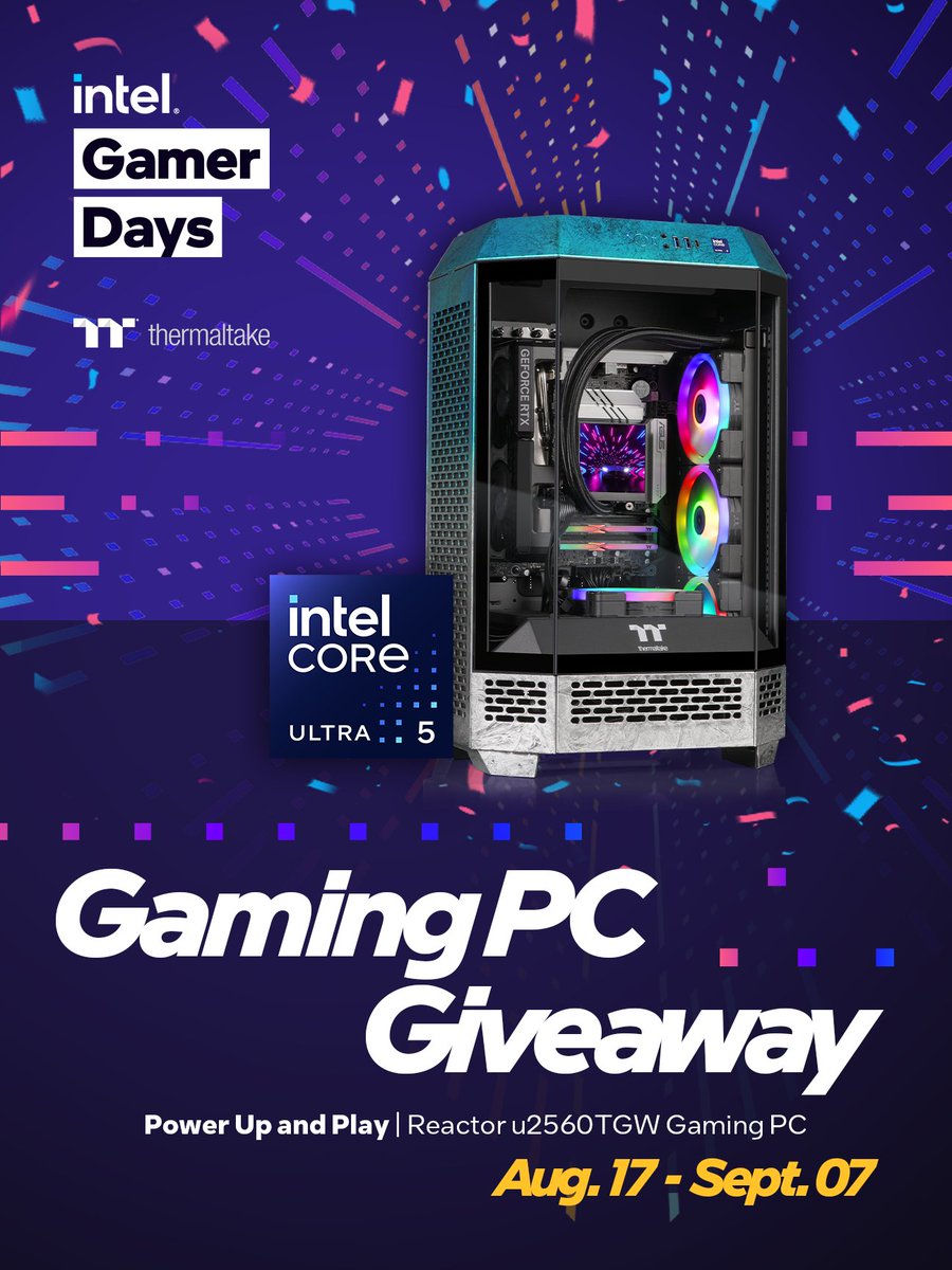 Thermaltake_na's tweet photo. [GIVEAWAY] Power up and play this #intelgamerdays - we're giving away this stunning Reactor u2560TGW gaming PC housed in a custom painted Tower 300 case ✨

Like, share, and enter between now and Sept 7: https://t.co/HZh35uzcR4

*Open only to US and Canadian residents 18 years and older! See T&C for full rules and details.