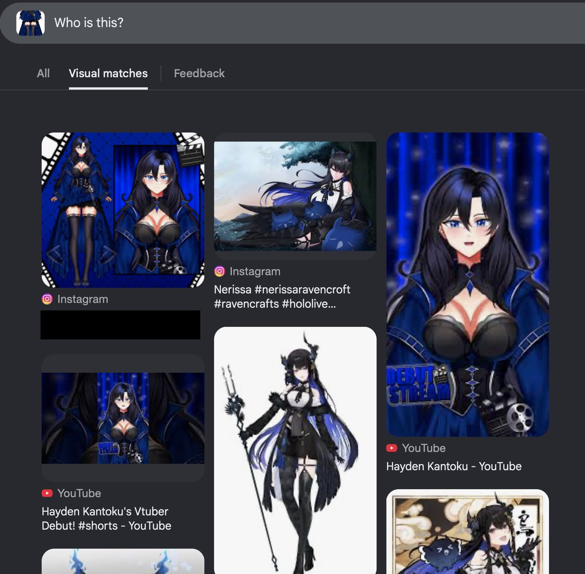 HaydenKantoku's tweet photo. Google you a little off but I'm very happy you think I look like the my Oshi Nerissa Ravencroft 💙 https://t.co/xQtuhSYWuV