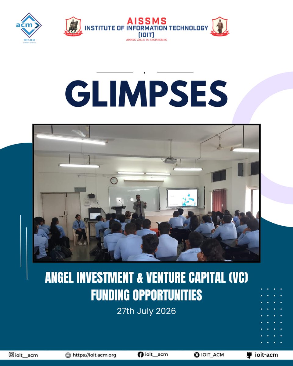IOIT_ACM's tweet photo. Angel Investment &amp; VC Funding Opportunities 💼🚀

An insightful session exploring the world of entrepreneurship, startup funding, and venture capital. Students gained valuable insights into product validation, fundraising, and building an entrepreneurial mindset. 💡📈 https://t.co/dsGoUk79wY