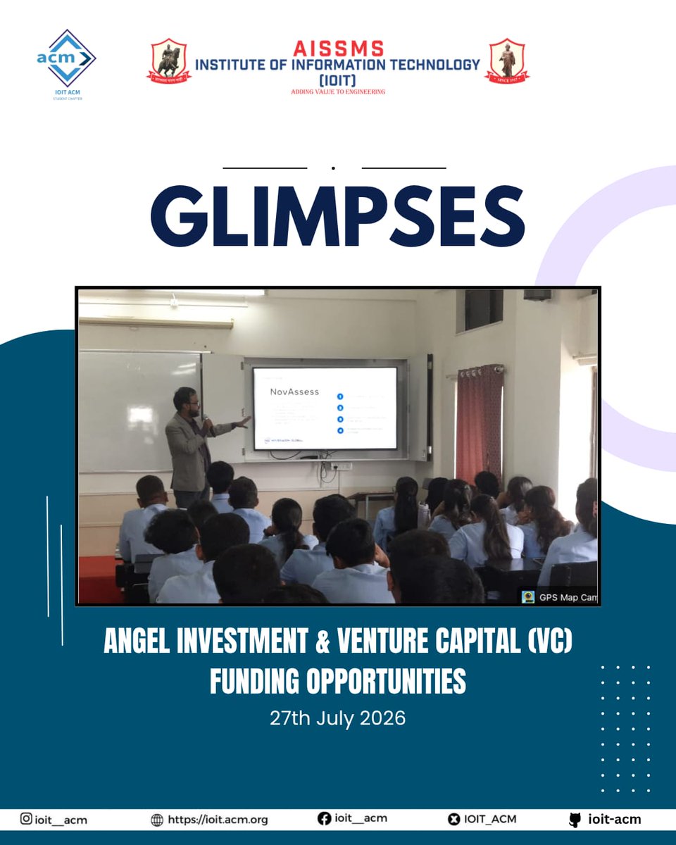 IOIT_ACM's tweet photo. Angel Investment &amp; VC Funding Opportunities 💼🚀

An insightful session exploring the world of entrepreneurship, startup funding, and venture capital. Students gained valuable insights into product validation, fundraising, and building an entrepreneurial mindset. 💡📈 https://t.co/dsGoUk79wY