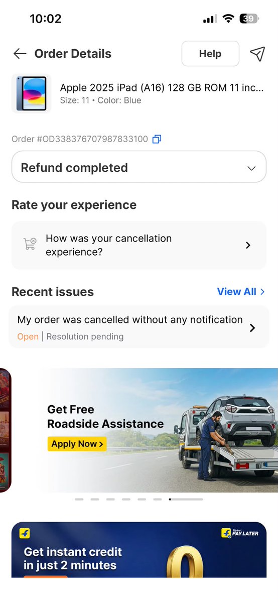 NiralaAnkit's tweet photo. @Flipkart  I ordered the Apple 2025 iPad . The order was shipped, and cancelled, with the reason now stated as a “pricing glitch.”
I want the iPad delivered as ordered, not a cancellation/refund. Please investigate and honour the confirmed order.
@flipkartsupport  Please resolve https://t.co/NfbsCkLfAB