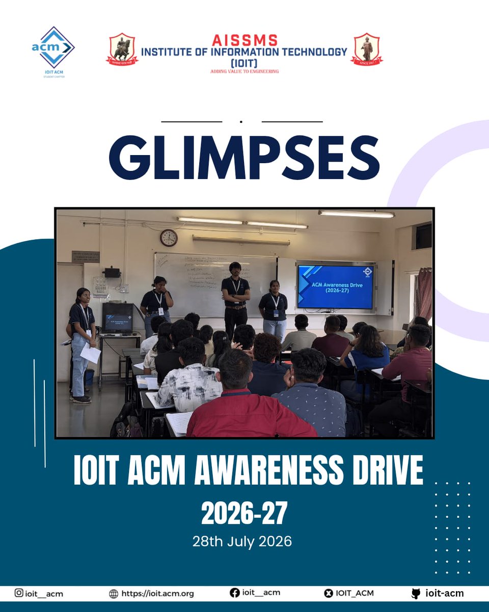 IOIT_ACM's tweet photo. ACM Awareness Drive 💙
An initiative to introduce students to ACM, its vision, achievements, and the opportunities within its community. The session aimed to inspire students to connect, learn, innovate, and become part of the IOIT ACM journey. 🚀 https://t.co/WUp4gi43qD