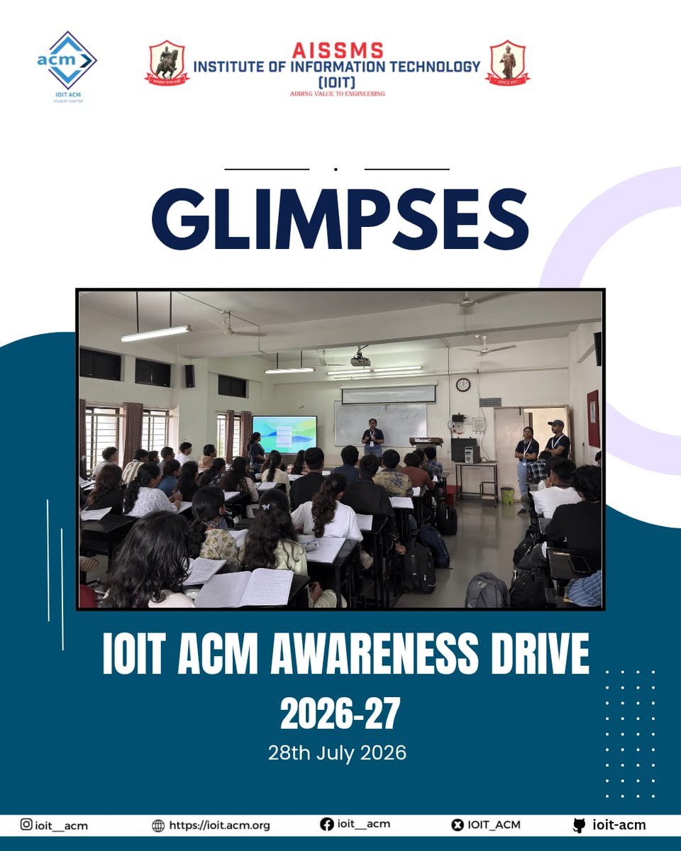 IOIT_ACM's tweet photo. ACM Awareness Drive 💙
An initiative to introduce students to ACM, its vision, achievements, and the opportunities within its community. The session aimed to inspire students to connect, learn, innovate, and become part of the IOIT ACM journey. 🚀 https://t.co/WUp4gi43qD