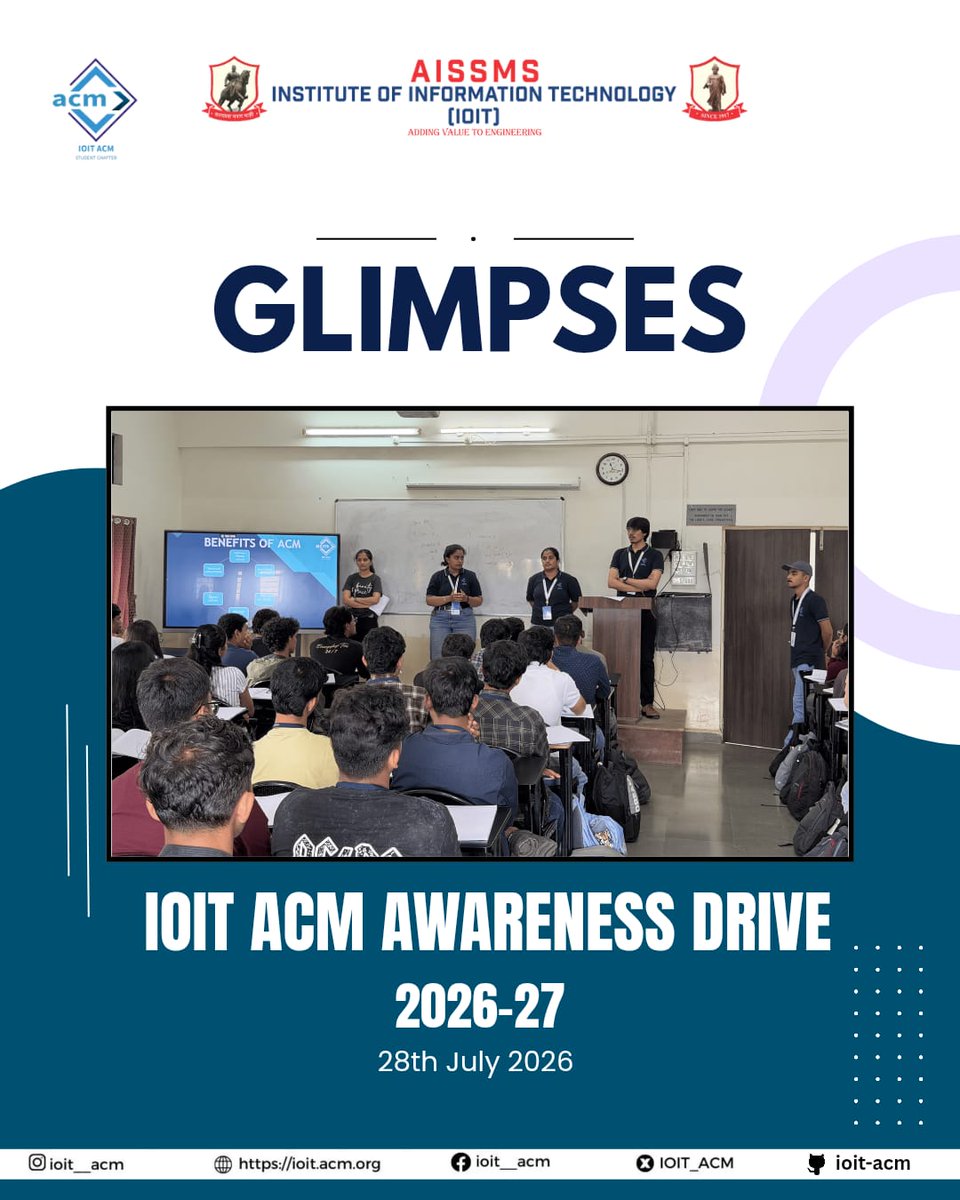 IOIT_ACM's tweet photo. ACM Awareness Drive 💙
An initiative to introduce students to ACM, its vision, achievements, and the opportunities within its community. The session aimed to inspire students to connect, learn, innovate, and become part of the IOIT ACM journey. 🚀 https://t.co/WUp4gi43qD