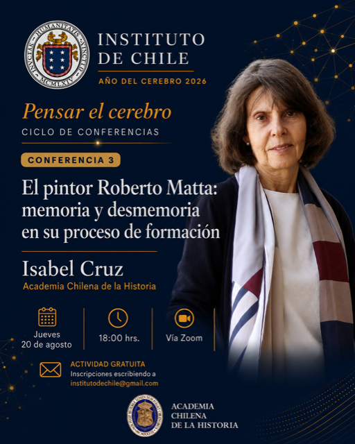 academiacspm's tweet photo. El jueves 20 de agosto se desarrollará la Conferencia “El Pintor Roberto Matta: memoria y desmemoria en su proceso de formación”. 

La instancia telemática contará con la exposición de Isabel Cruz de la Academia Chilena de la Historia.

Inscripciones en institutodechile@gmail.com https://t.co/uGIxwKpENC