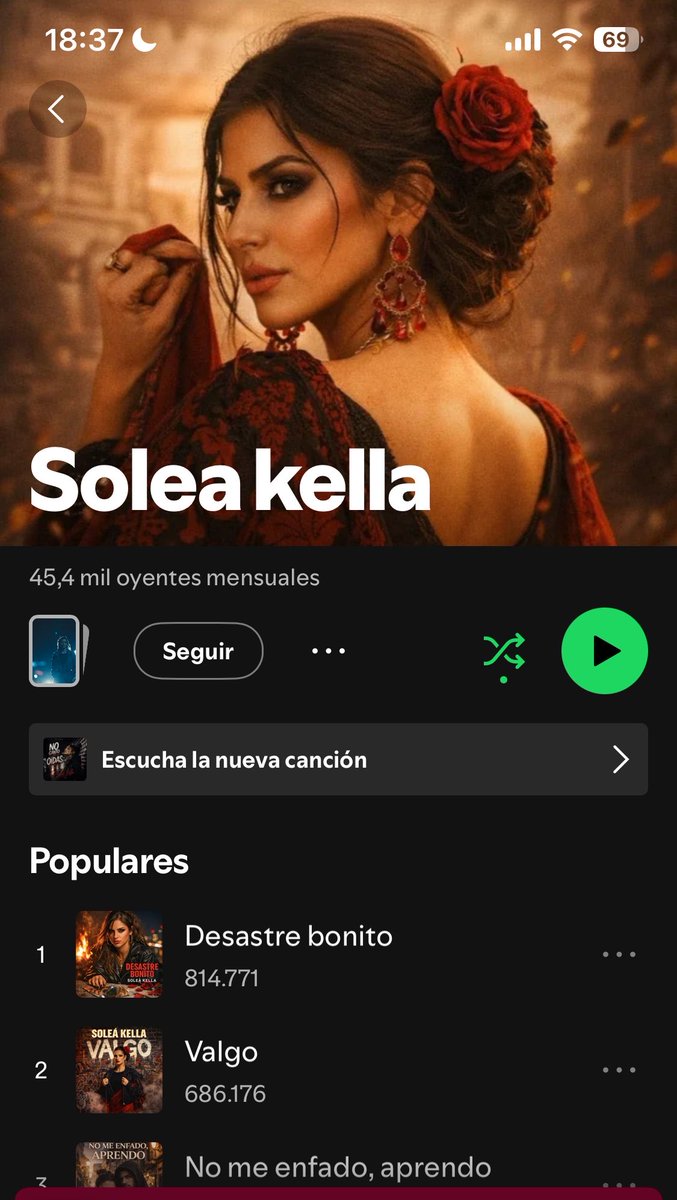 danicaballerou's tweet photo. ¿Pero esto qué es?

Spotify ha incluido una canción hecha
con IA en la lista más grande de rap en español. 

La artista robot se llama Solea Kella y tiene 45k oyentes. 

Una vergüenza https://t.co/E8BdJq1WkJ