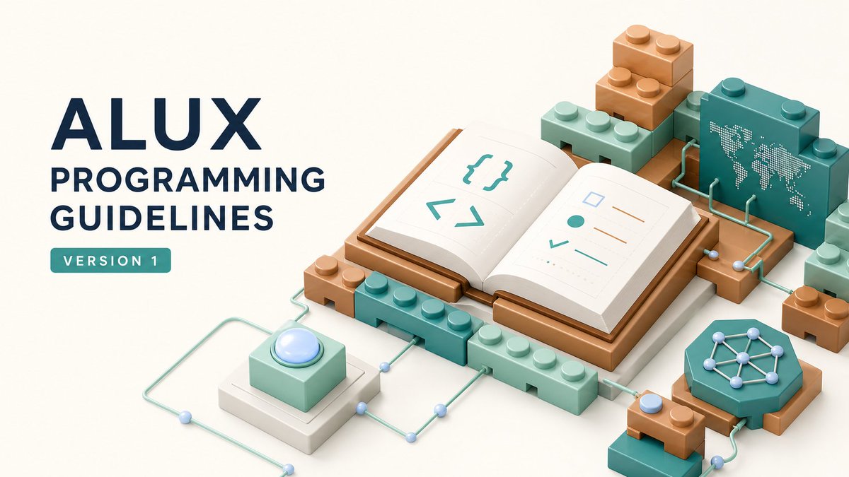 alux_network's tweet photo. Another foundation block is in place. 🧱

Version 1 of the ALUX Programming Guidelines is complete—a shared baseline for writing, reviewing, and evolving the codebase.

Clearer code. Smoother collaboration. A stronger foundation for the global computer we’re building.

Read the guide:
https://t.co/Yoa0wHVMQT

$ALUX @alux_network
