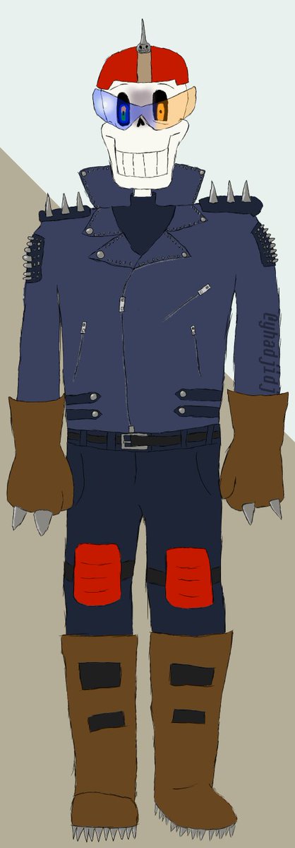 yhadjidj_'s tweet photo. dustbelief papyrus  in a biker fit (eviler version of the cool dude fit) https://t.co/71FKzUgcqw