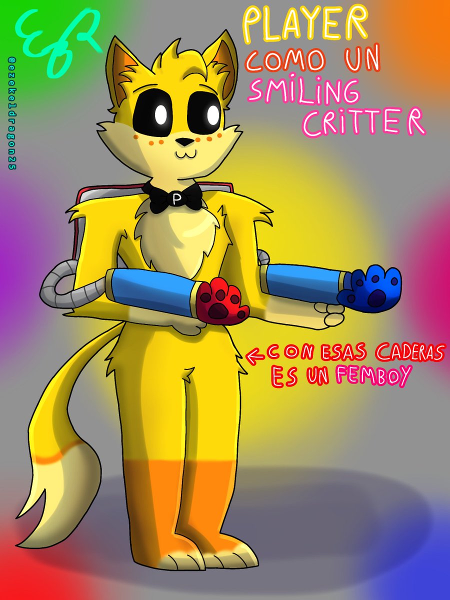 EzekelDragon25's tweet photo. Player como un Smiling Critter Criatura Sonriente.
Este dibujo lo hice ya que ví que no había suficientes dibujos de Player Critter en internet y yo quise hacer mi parte.
#SmilingCritter #SmilingCritters #PlayerSmilingCritter #Furryart #Femboy #PoppyPlaytimeChapter3 https://t.co/TLsLMhlFpH