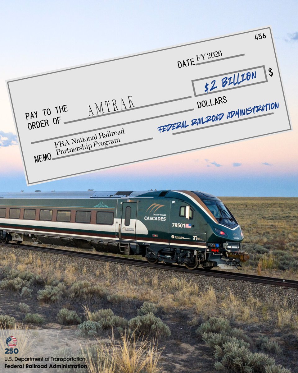 USDOTFRA's tweet photo. 🇺🇸🛠️MAKING AMTRAK SAFE & BEAUTIFUL 🛠️🇺🇸
Amtrak is getting more than 40 new made-in-America trainsets with over $2 billion in funding from FRA’s National Railroad Partnership Program. Let’s usher in a new Golden Age of Rail! 

You can read the full release here: https://t.co/llShhi2dkC