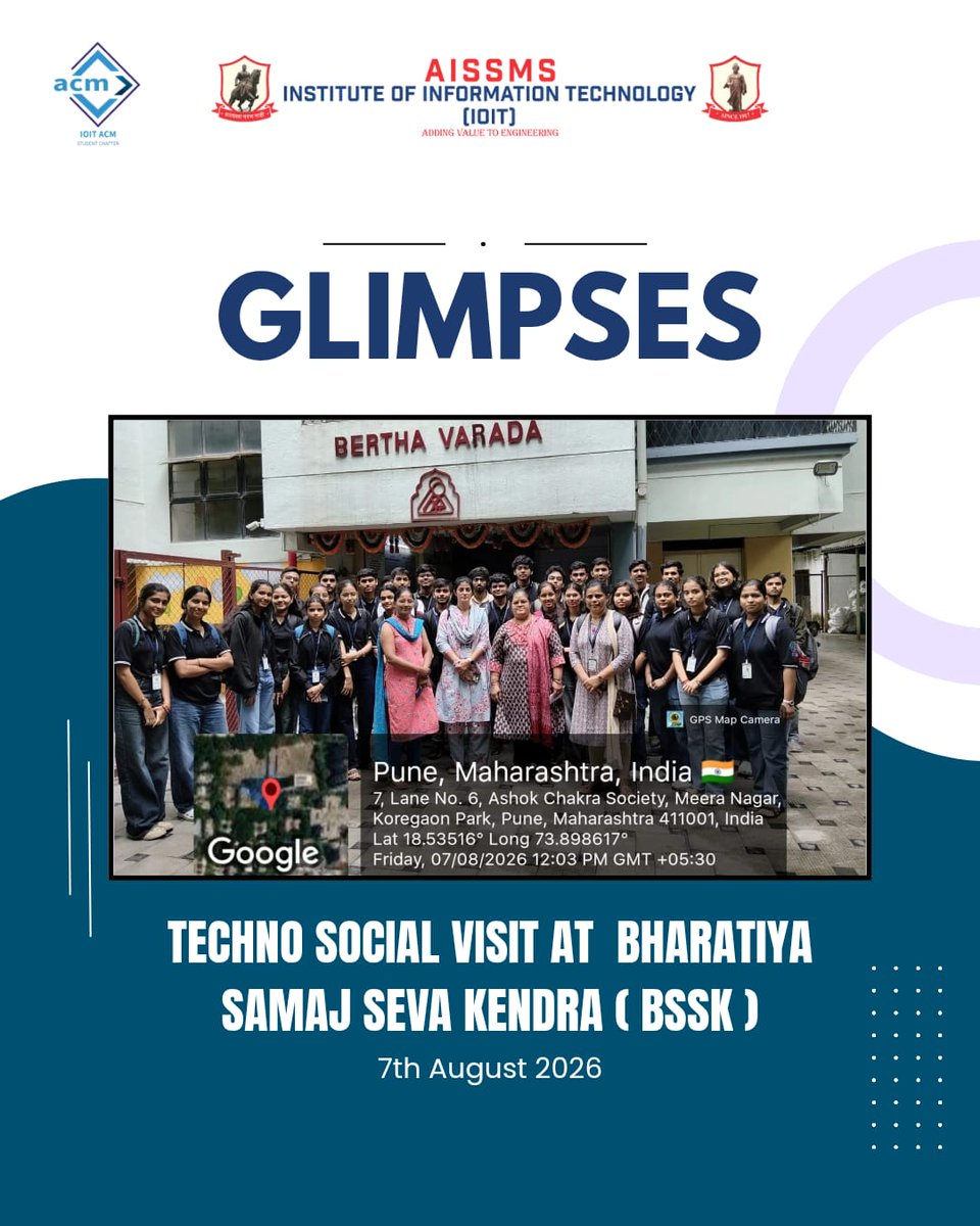 IOIT_ACM's tweet photo. Technology meets social responsibility.🤝💻

SY IT Department students of AISSMS IOIT visited Bharatiya Samaj Seva Kendra (BSSK), Pune, gaining valuable insights into community service and volunteerism. https://t.co/lClJvZxbVk