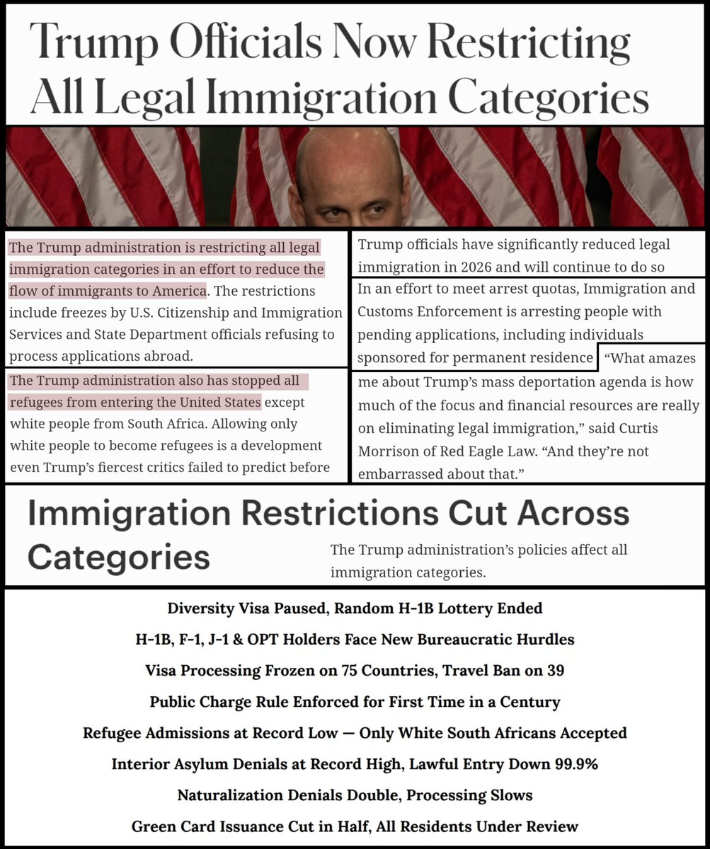 derzum_'s tweet photo. Forbes: Trump is now restricting all legal immigration categories.

Half of the world is under travel restrictions. Entry paths are narrower, legalization rarer. From employment to education, processing has stalled. ‘The agenda is focused on the elimination of legal immigration.’ https://t.co/9qPQjcaMD9