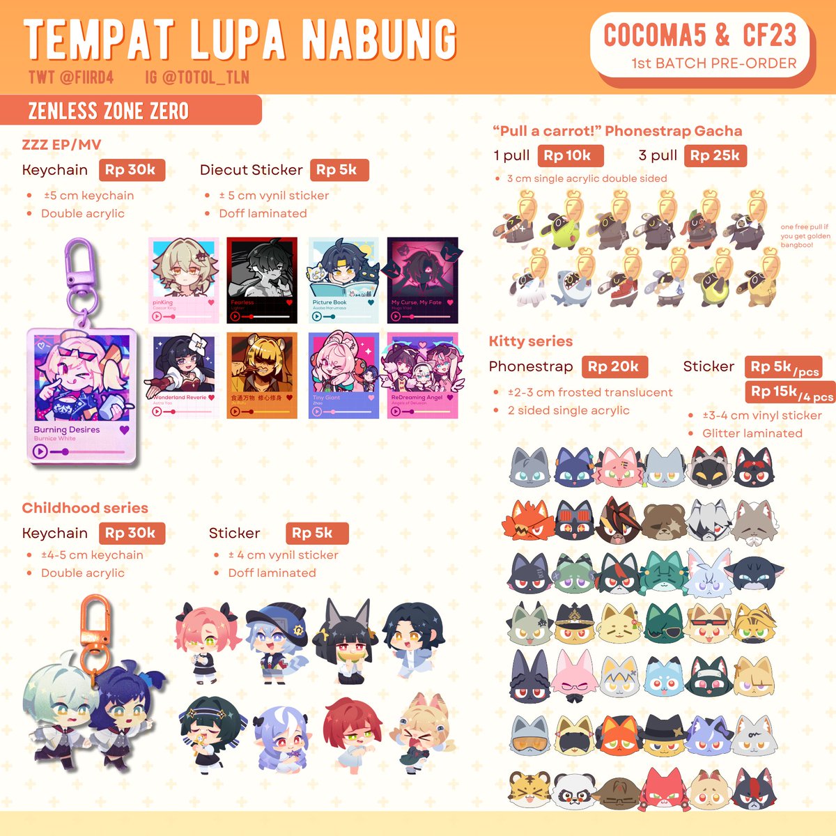 FiiRd4's tweet photo. (Like &amp; RT highly appreciated 🙏)    
Fii #COCOMA5 &amp; #CF23  1st batch Pre Order is now open!
 
PO period: 18-21 Aug 2026

Fandom: TWST, Gintama, ZZZ, Lupin III, Vocaloid/Vocasynth 

#COCOMA5CATALOGUE #comifuro23

PO Link:
https://t.co/CY9nKqTAOy
(1/2)

Announcement for inter⬇️⬇️ https://t.co/bPiCtRf9dM