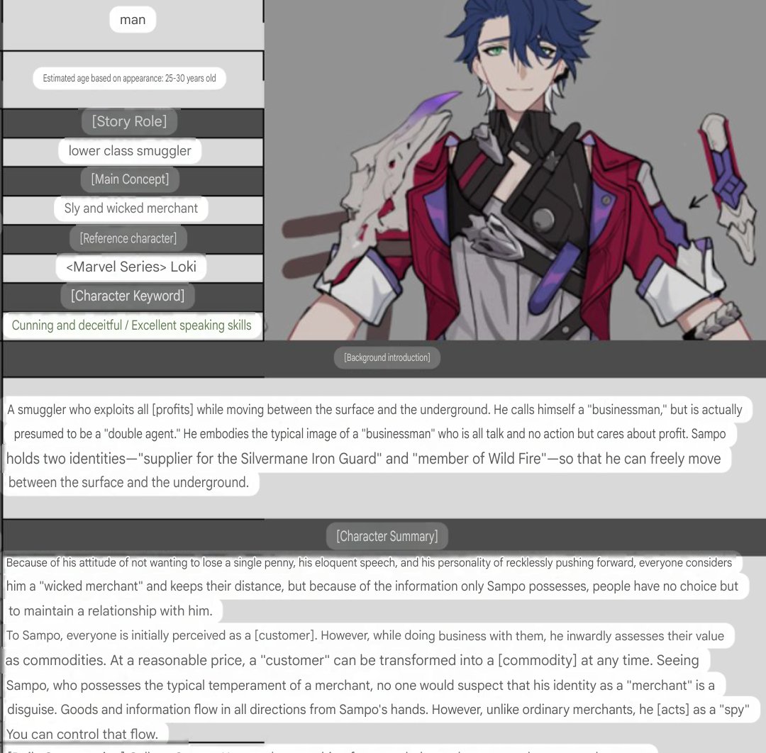 freakydingir's tweet photo. sampoomfs what do u think about this....
"his identity as a merchant is a disguise" and "he acts as a spy", who also controls the flow of goods/information he gets👀 https://t.co/G0Ua2nrlJn