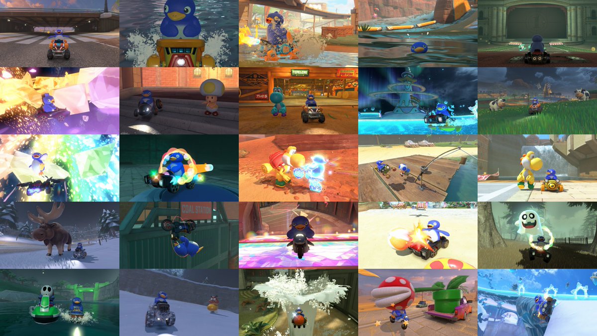 NathanMKWorld's tweet photo. Recently my account reached 100 followers, thank you so much to everyone who followed! 💙

As a way to celebrate, I decided to take 100 pictures of Penguin from various different places in Mario Kart World, 1 picture for each follower!

It took a while but it was fun :)

🐧🐧🐧 https://t.co/YGXzdO2ipZ
