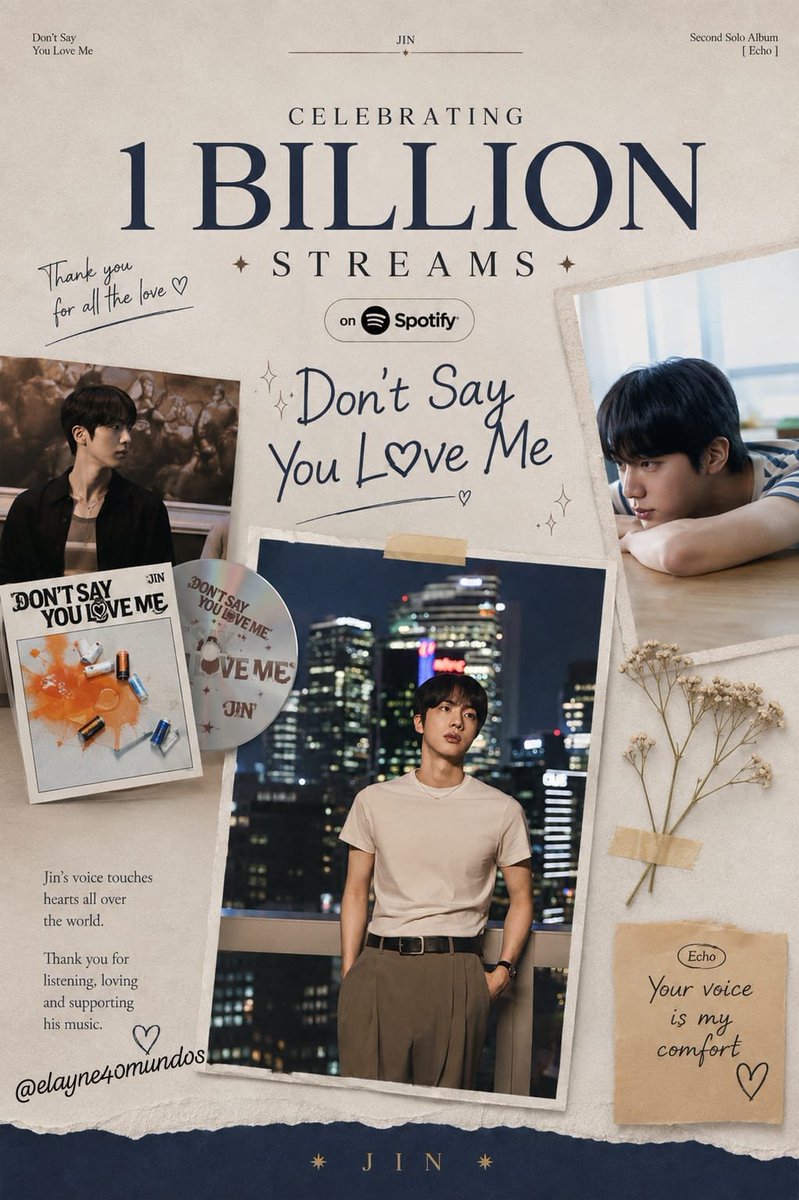 El4yne82's tweet photo. DONT SAY YOU LOVE ME 1B
CONGRATULATIONS JIN
#DSYLM1BSpotify 
#JIN1BILLION https://t.co/vjQtOL69Xo
