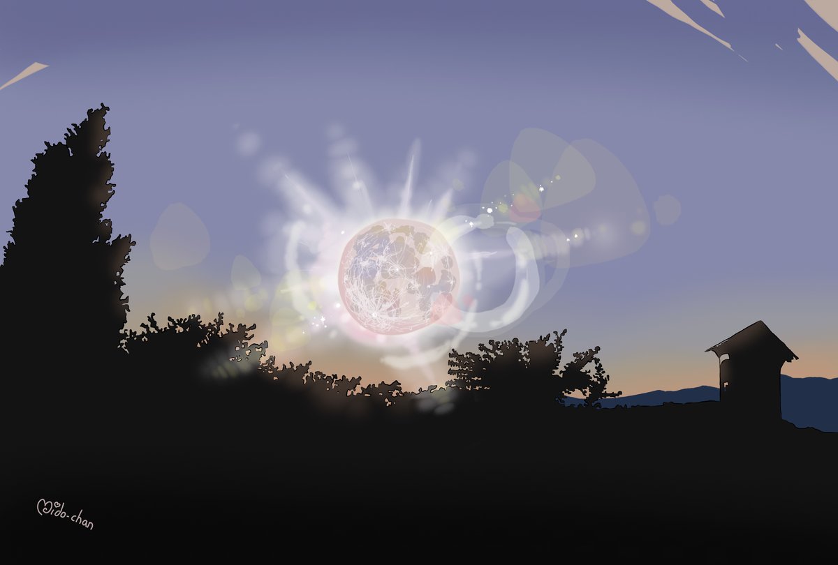 Mido_chan_desu's tweet photo. Lo del eclipse.
He intentado que el dibujo se parezca lo máximo posible a lo que vi cuando me quite un segundo las gafas. No era el típico punto negro con un círculo naranja. Siento que vi un color prohibido que ninguna cámara podría captar, como transparente pero no exactamente. https://t.co/PvHNc7RHRJ