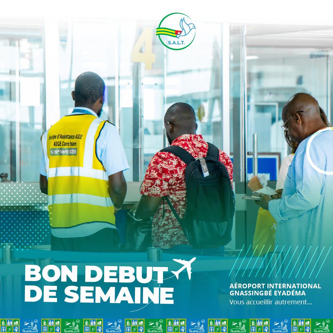 LomeAirport's tweet photo. NOUVELLE SEMAINE, NOUVEAUX HORIZONS ✈️

Bon voyage et excellente semaine à tous !✈️🇹🇬

#Aeroportdelome #SALT #AIGE https://t.co/lnWyEbMtXy