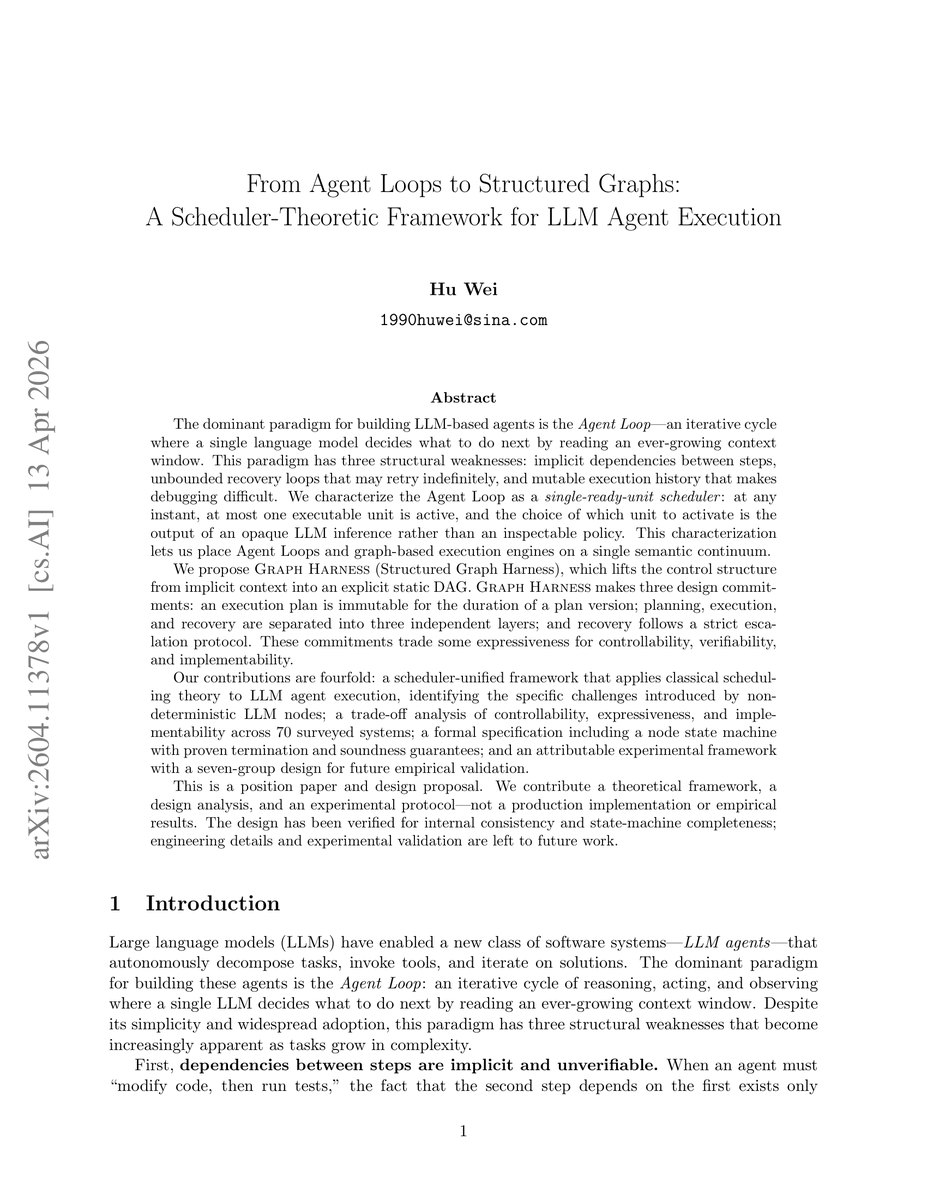 Paper page showing “From Agent Loops to Structured Graphs” and grounding graph engineering in DAG scheduling