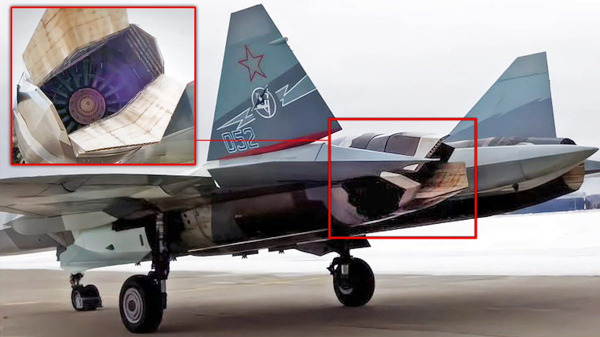 Snabanik90's tweet photo. 🇷🇺✈️: #Aviation - #Engines.

-NPO Saturn AL-51F1 "Izdeliye-30":

Es un motor turbofan diseñado para los cazas furtivos rusos, Sukhoi Su-57M y potencialmente, Sukhoi Su-75.

Brinda 18.000 kgf de empuje en postcombustión y 11.000 kgf en seco.

Podría incorporar una tobera plana 3D. https://t.co/bzLwJDxKN3