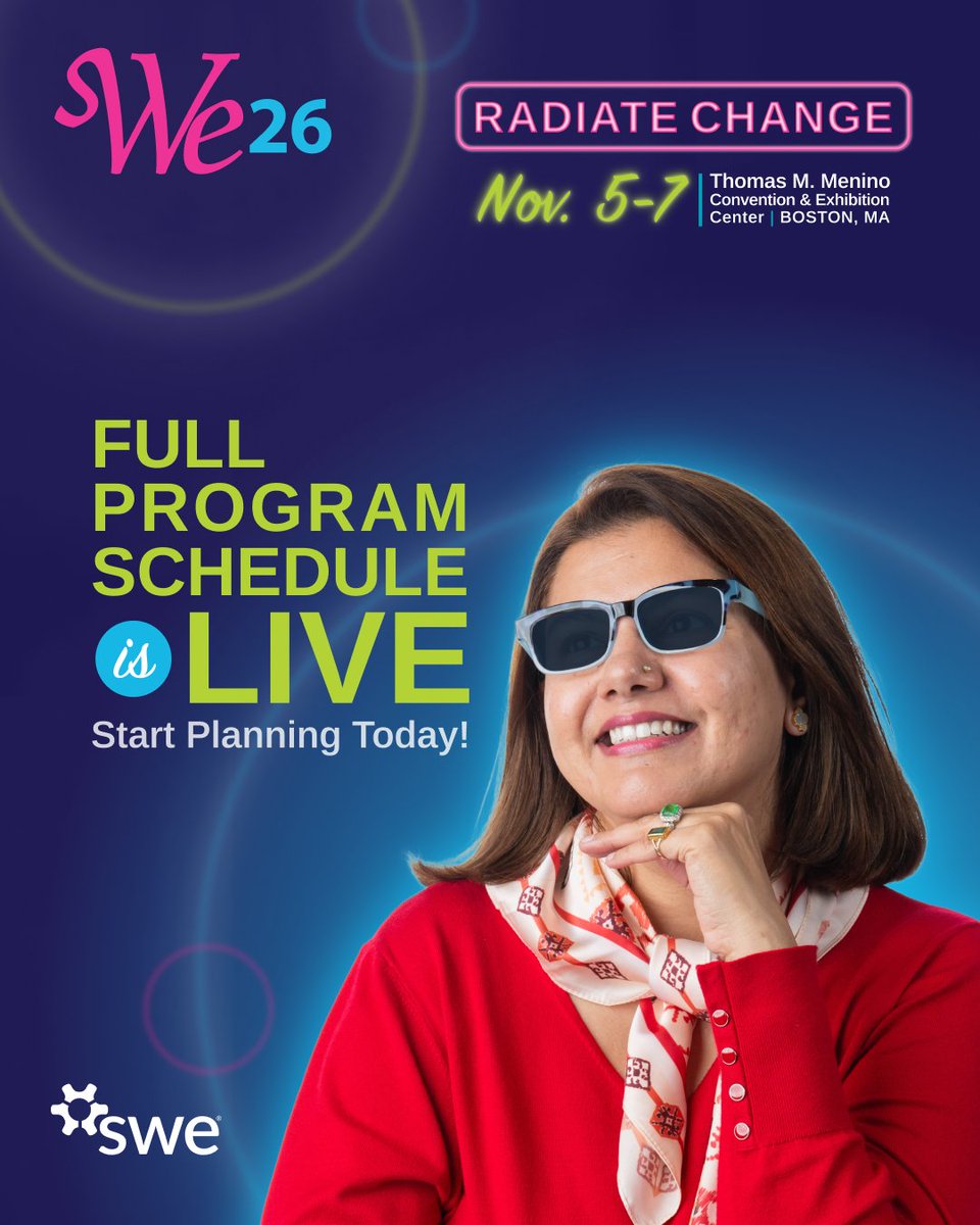 SWEtalk's tweet photo. The #WE26 full program schedule is officially live! 🎉

Start planning your conference experience and explore the sessions, speakers, events, and opportunities waiting for you in Boston.

Explore the program: https://t.co/HzoNuHFCOo

#RadiateChange https://t.co/FpmDhTDYdQ