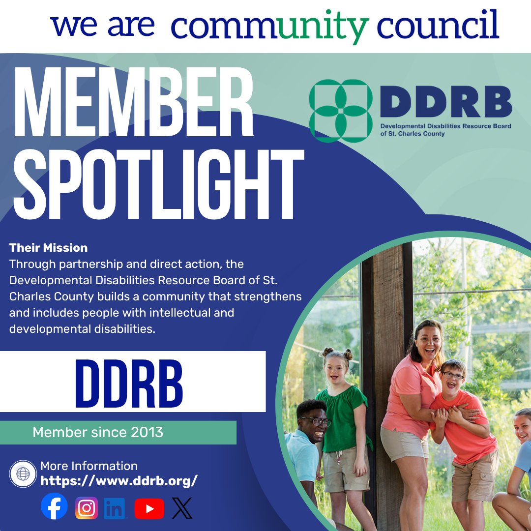 CommunitySTC's tweet photo. Member Spotlight: Developmental Disabilities Resource Board of St. Charles County. Proud partners since 2013, advocating inclusion and support. Learn more: https://t.co/VUfVNrKwzW https://t.co/TSLPtC8N02