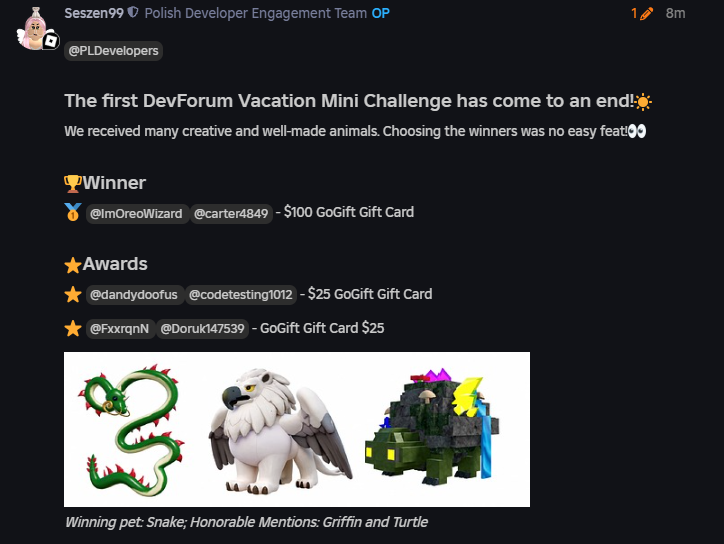 DuckBro64's tweet photo. Devrels cannot be real.
They picked an AI made piece of slop for honourable mention.
😭😭😭
#ROBLOX #DevRel https://t.co/kW3C0XJh6W