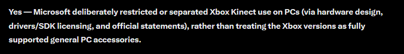 Just_JJG's tweet photo. @SkabVt @RangerFox177 From my experience it won't work. When I tried to do a project on Uni using kinect (Xbox ver.) as accessability tool for PC the code would freeze after 1-2 min. I learned later that it was purposfully done by Windows to limit access. You have to have "for windows" version. https://t.co/Std8D5On9o