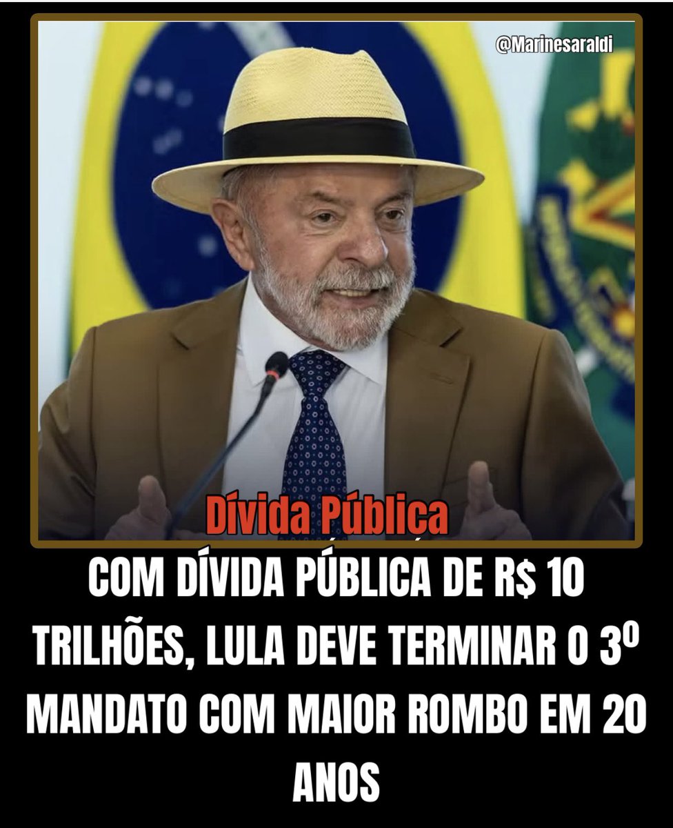MARINESARALDI's tweet photo. Com dívida pública acima de 10 trilhões de reais, o Atual presidente terminará 3° mandato com o maior rombo da história https://t.co/K3dQhhDOMY
