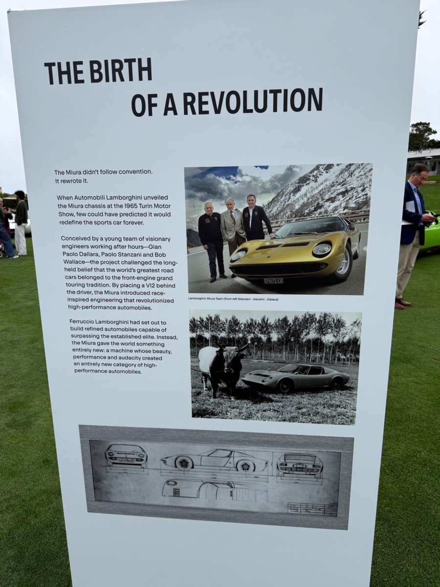 AsianStig's tweet photo. To contribute to the debate of what defines a supercar, I found this interesting answer from #Lamborghini at their Miura display at #MontereyCarWeek claiming to be the first. Your thoughts @sniffpetrol @Carpervert? 🤔 https://t.co/ITByqRreOd