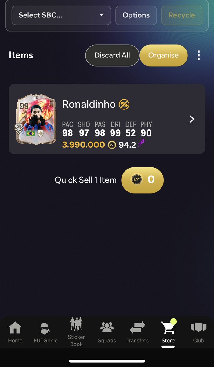 LinkJMn's tweet photo. @TradingEi The only 99 I packed, this was from the 94+ icon/hero GOTG/Futties https://t.co/D3u1JOeWKF