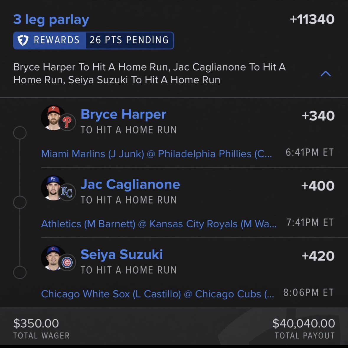 MrClarkParlays's tweet photo. Would you tail this HR parlay? 👀

@Playbook https://t.co/hZEIUzZcnW