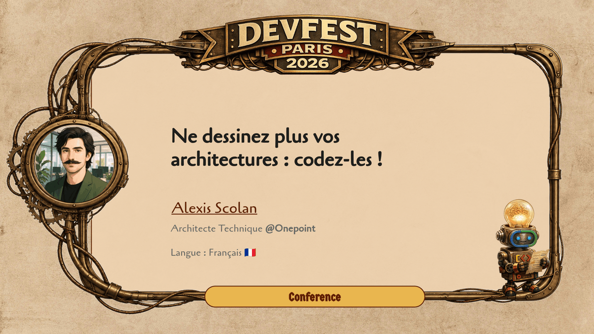 devfestparis's tweet photo. 📐 Un schéma d'archi exporté en image vieillit en silence. Alexis Scolan modélise en C4 avec LikeC4, versionne, relit en PR et publie. De la doc figée à l'architecture vivante.
📅 27 nov – DevFest Paris
🗣️ Langue : 🇫🇷
🎟️ https://t.co/AFeCHxmbz1 https://t.co/Q0ZSvc4x2z
