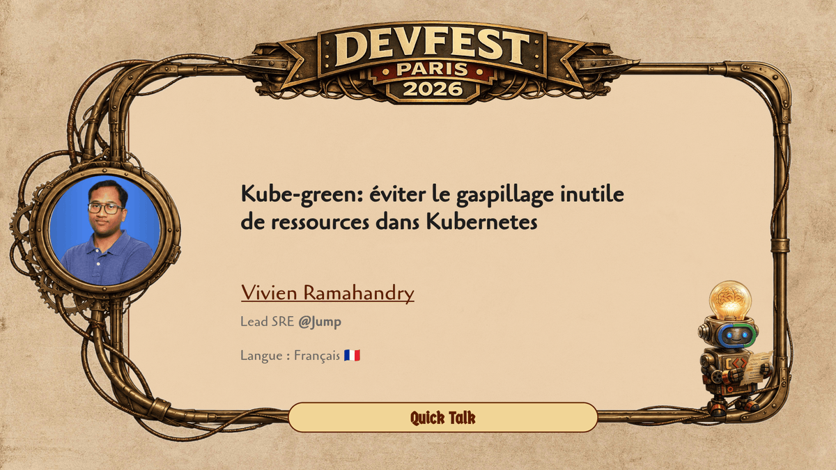 devfestparis's tweet photo. 💡 « C'est pas Versailles ici » : vos workloads Kubernetes de dev tournent la nuit pour rien. Vivien Ramahandry déroule kube-green en démo, chiffres d'économies à l'appui.
📅 27 nov – DevFest Paris
🗣️ Langue : 🇫🇷
🎟️ https://t.co/AFeCHxmbz1 https://t.co/pxg93MxN56