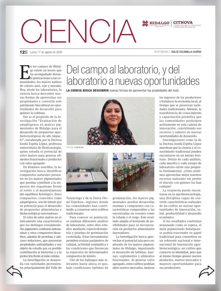 CITNOVA's tweet photo. #MásEspaciosSobreCiencia 🫘🌱🧫🔬
🟢 Del campo al laboratorio, y del laboratorio a nuevas oportunidades.
👩🏾‍💻Entrevista: Dra. Josefa Espitia López. 
📲Digital: 👉 https://t.co/8eU9J3gp9G
📰Vía: @diaplazajuarez https://t.co/FArSYx4Tjj