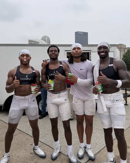 Group photo of the boys with post-practice ice