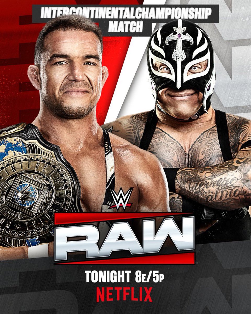 ZP3Media's tweet photo. Advertised for tonight’s #WWERaw 

-@WWEGable will defend the Intercontinental Championship against @reymysterio 

-Jey Uso delivers Solo Sikoa to @WWERomanReigns 

-@dragonlee95 will face @hijodewagner in the World Heavyweight Championship No. 1 Contender’s Tournament https://t.co/MVw8cWvxQA