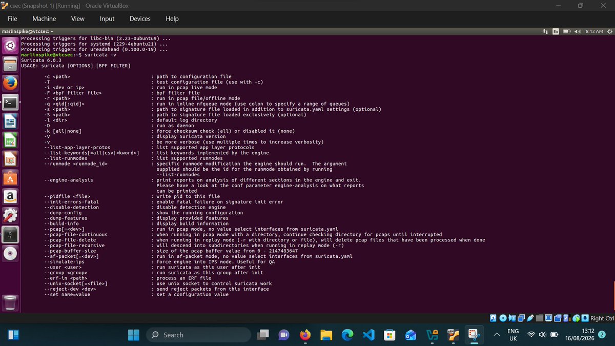 sudomayor's tweet photo. Installed Suricata an tool  IDS on Ubuntu and successfully added the detection rules 🛡️🔥

Imagine a 5.5 MB rule file taking me like 5 hours to install 😭

Slow network but we got it done! https://t.co/eosPiz2NXv